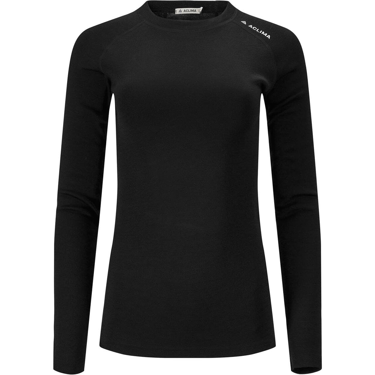 Aclima Womens WarmWool Crew Neck Shirt (Sort (JET BLACK) Medium)