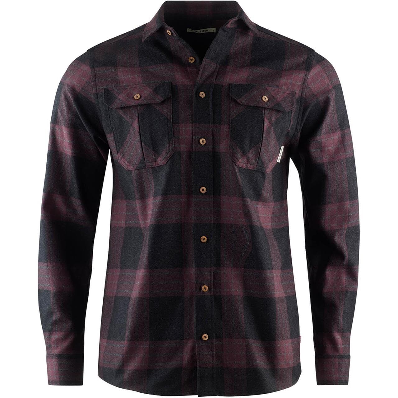 Aclima Mens Leisurewool Reborn Woolshirt (Grå (CHECK DARK GREY/BORDEAUX) Small)