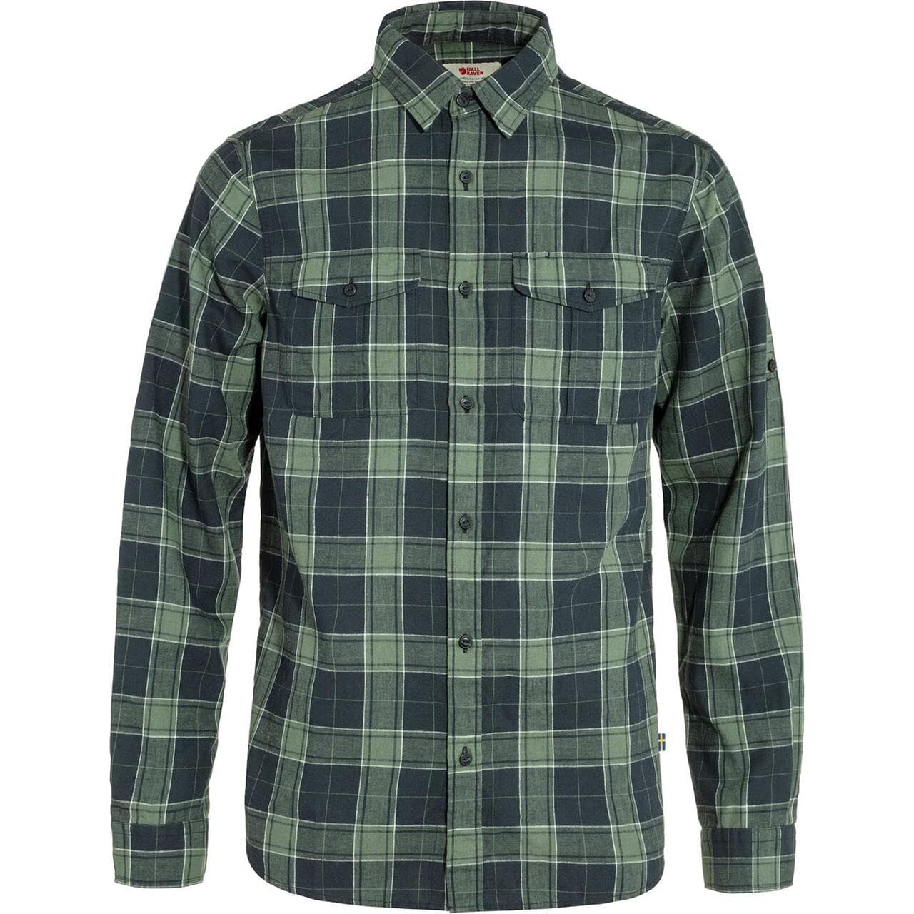 Fjällräven Mens Övik Travel Shirt L/S (Blå (DARK NAVY-PATINA GREEN/555-614) Small)
