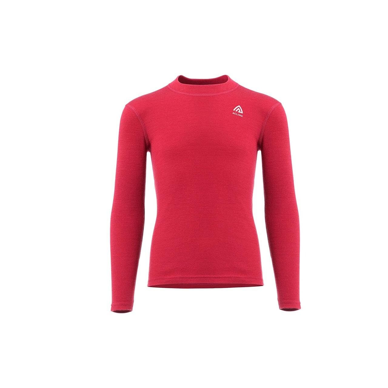 Aclima Kids WarmWool Crewneck (Rød (JESTER RED/BEIGE MELANGE) 130 cm)