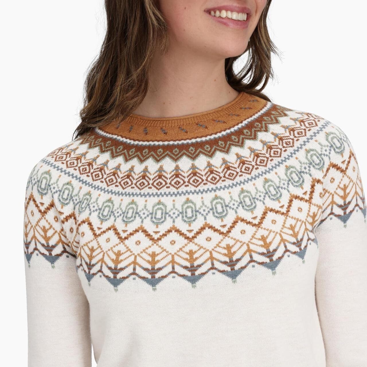 Royal Robbins Womens Westlands Fairisle Crew (Hvid (CHALK HTR MONARCH PT) Large)