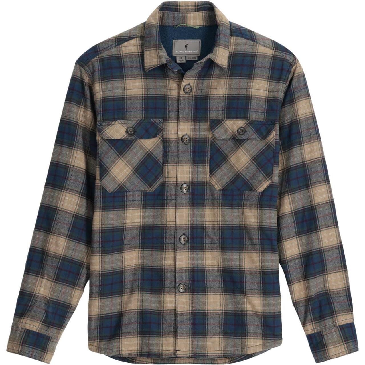 Royal Robbins Mens Snowcap Lined Flannel L/S (Grøn (COVERT GRN CATARACT FALLS PLD) Small)