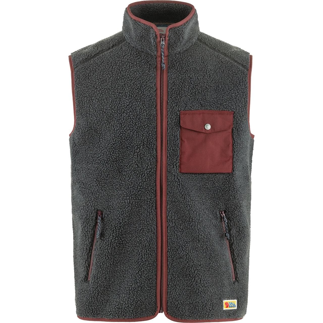 Fjällräven Mens Vardag Pile Fleece Vest (Grå (DARK GREY-MAROON/030-352) Small)