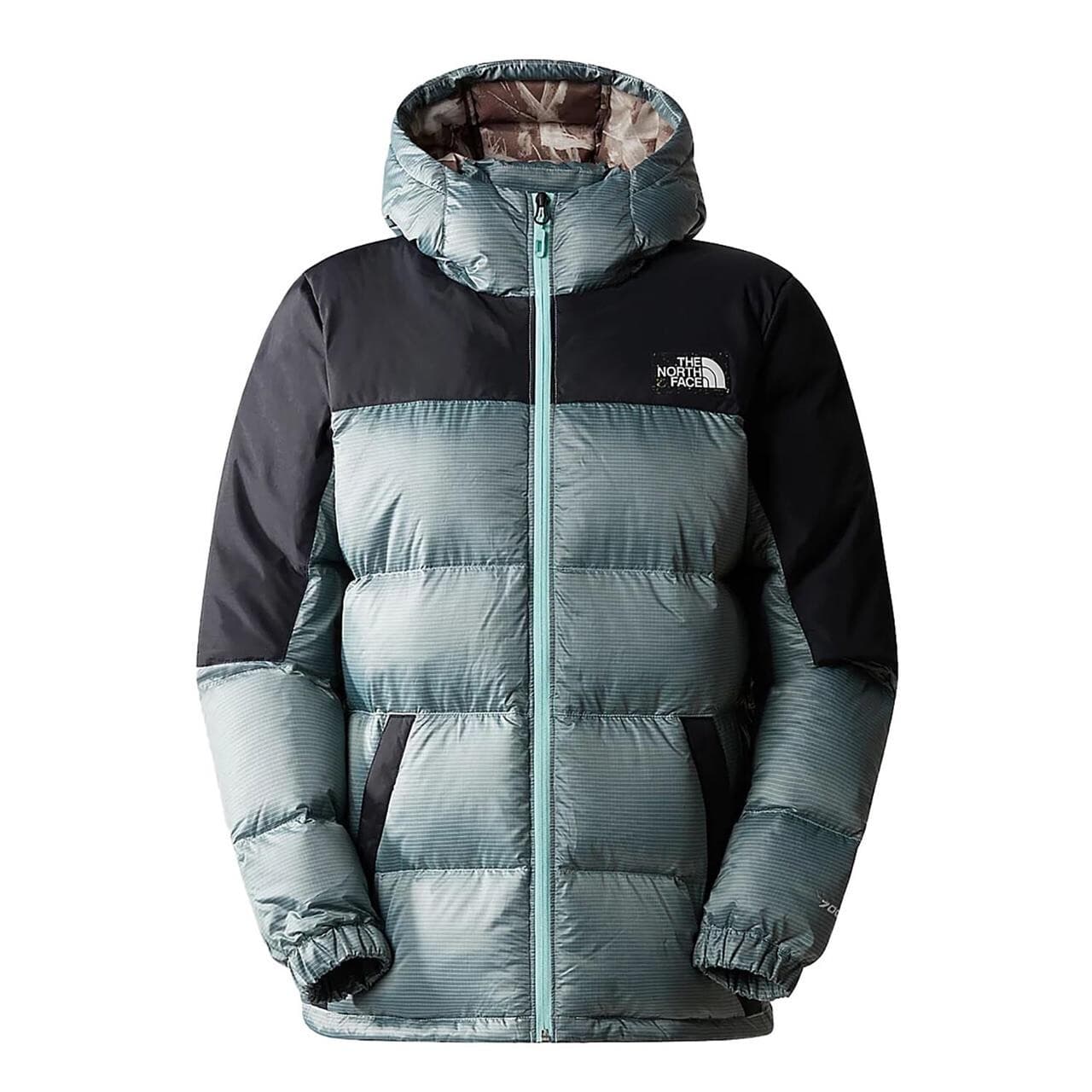 The North Face Womens Diablo Recycled Down Hoodie (Grøn (POWDER TEAL/TNF BLACK) Small)