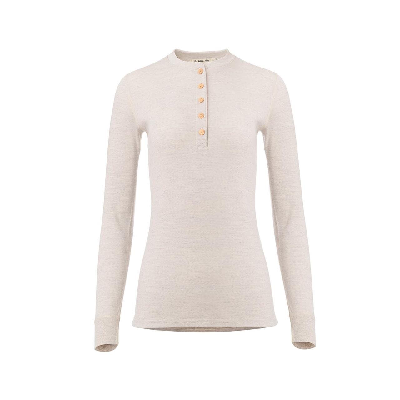 Aclima Womens WarmWool Granddad Shirt (Beige (BEIGE MELANGE) Small)