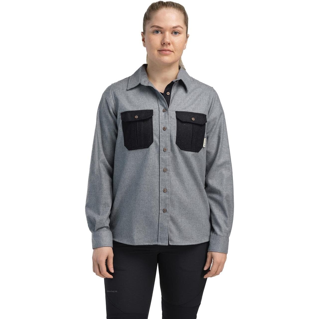 Aclima Womens LeisureWool Reborn Shirt (Grå (LIGHT GREY/DARK GREY MELANGE) X-small)