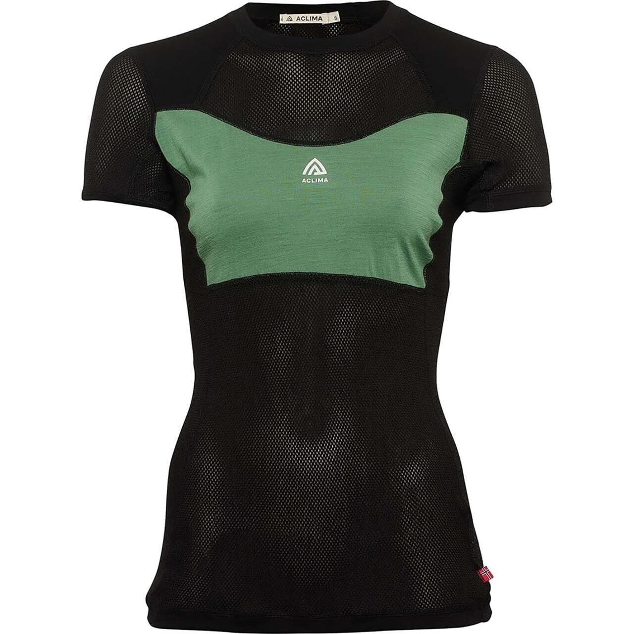 Aclima Womens WoolNet Light T-shirt (Sort (JET BLACK/DARK IVY) X-large)