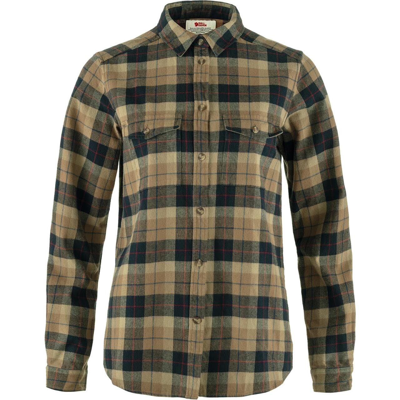 Fjällräven Womens Värmland Heavy Flannel Shirt (Brun (DARK SAND-DARK NAVY/227-555) X-small)