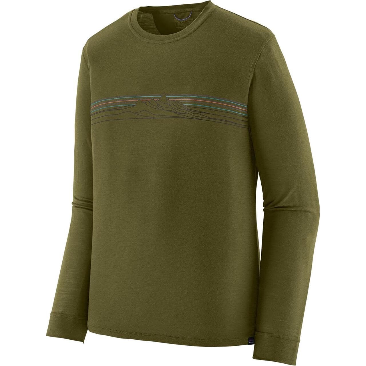 Patagonia Mens L/S Cap Cool Merino Blend Graphic Shirt (Grøn (STRATA STRIPE: POND GREEN) X-large)