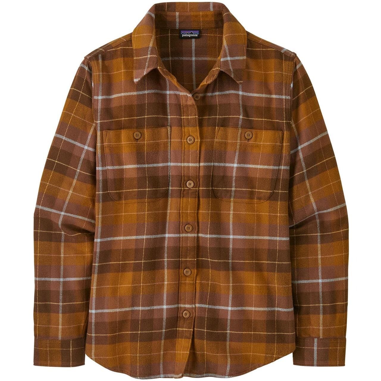 Patagonia Womens Fjord Flannel Shirt (Brun (HAPPY CAMPER: SHELTER BROWN) Large)