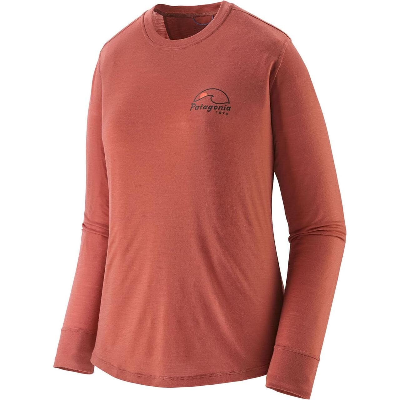 Patagonia Womens L/S Cap Cool Merino Graphic Shirt (Rød (IMAGINE MOON: POTTERS RED) Large)