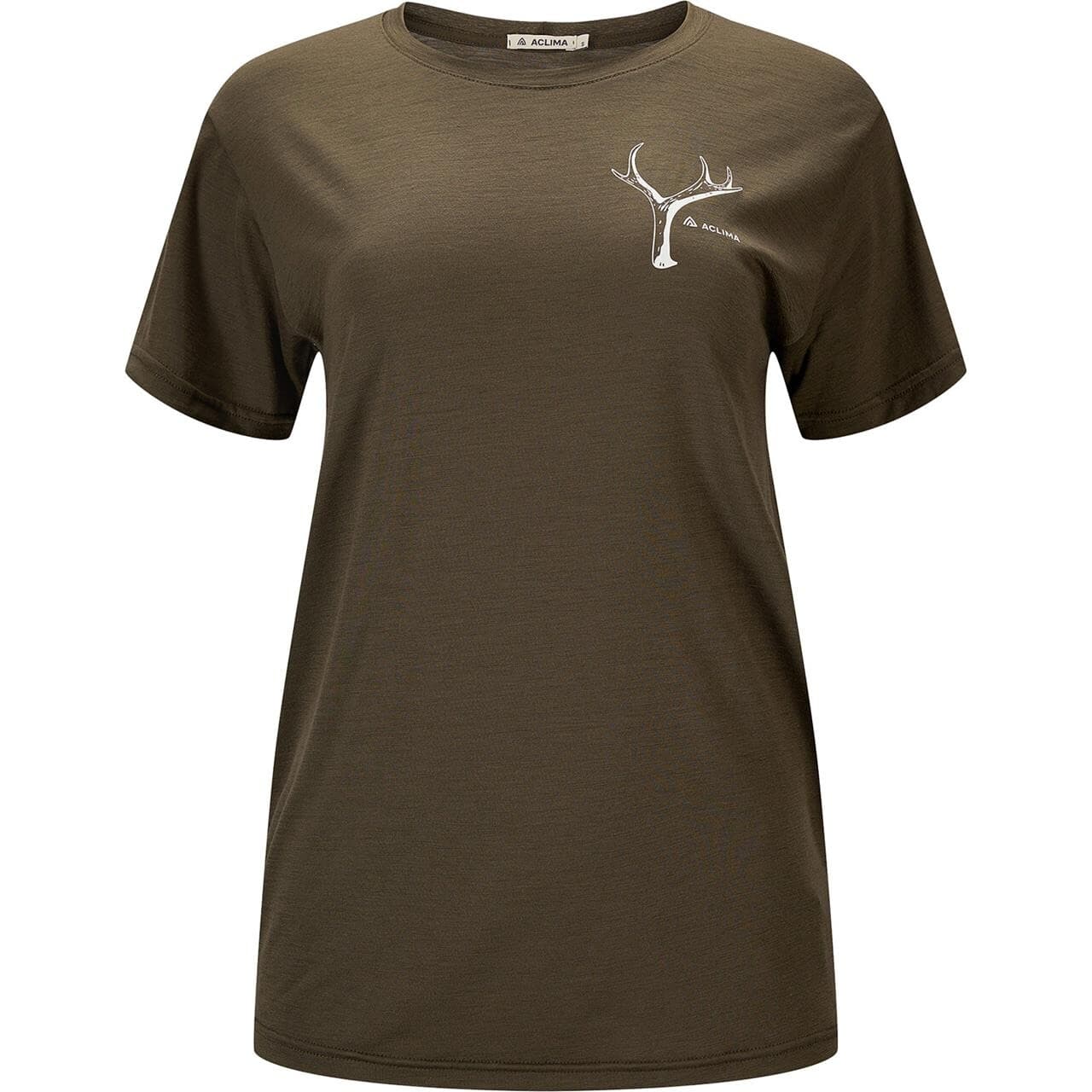 Aclima Womens LightWool Tee Print Antler (Grøn (TARMAC) XX-large)