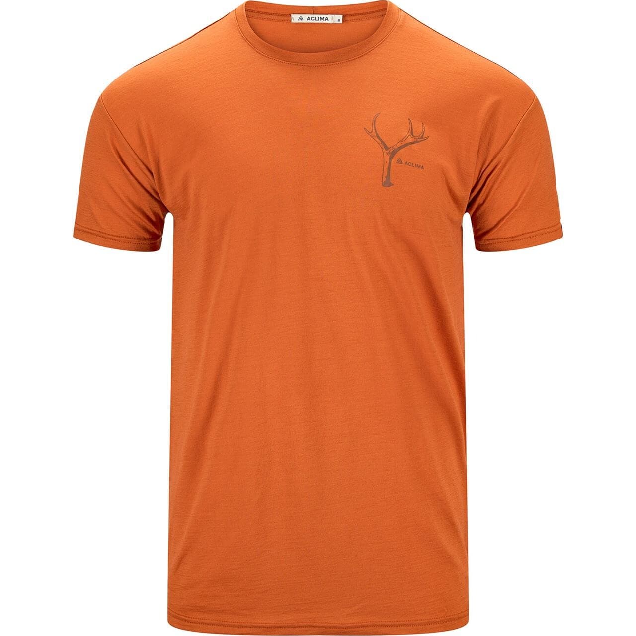 Aclima Mens LightWool Tee Print Antler (Orange (APRICOT ORANGE) X-small)