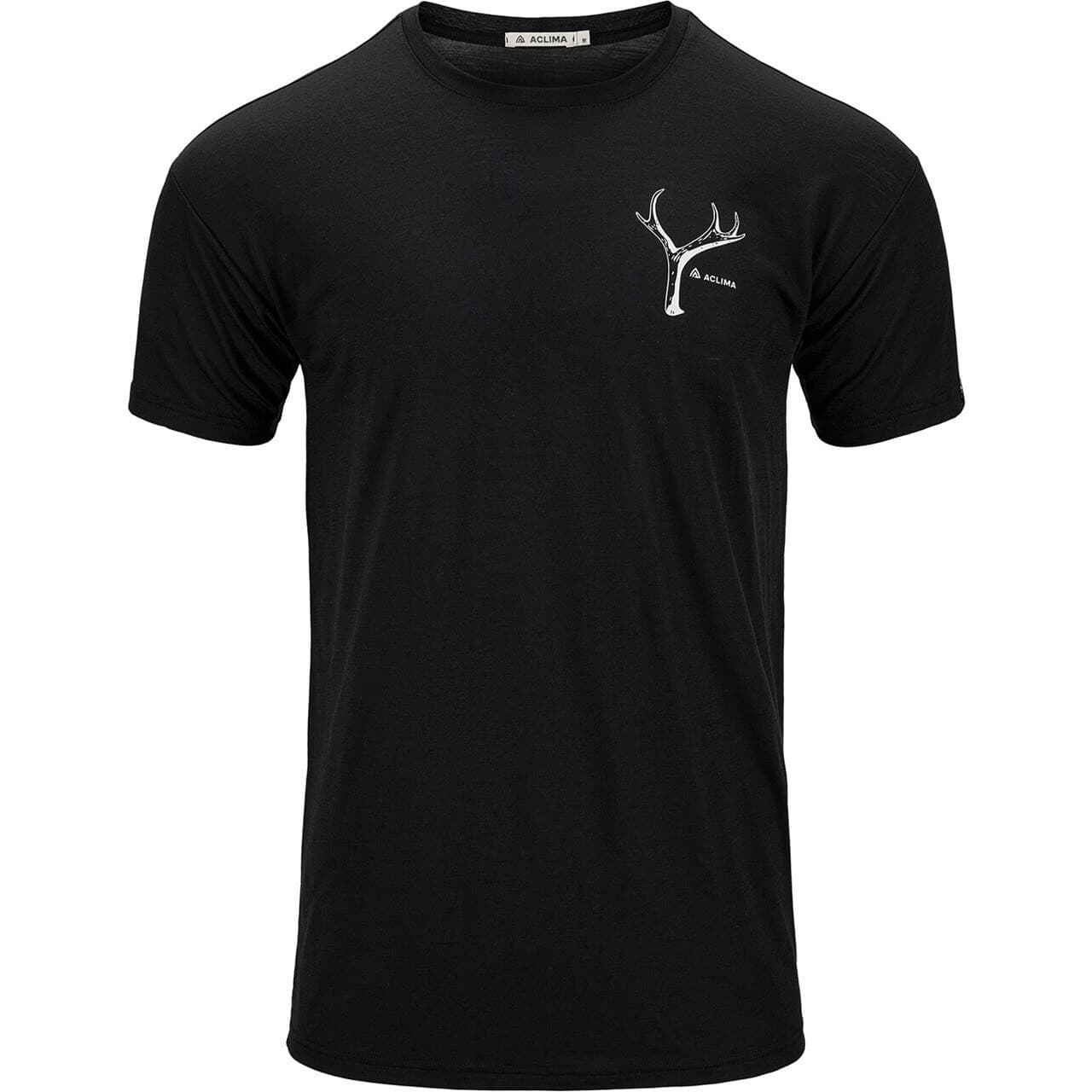 Aclima Mens LightWool Tee Print Antler (Sort (JET BLACK) Small)