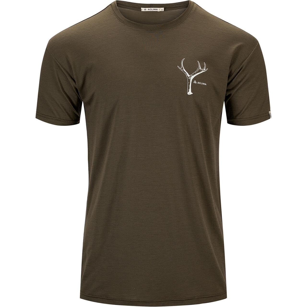Aclima Mens LightWool Tee Print Antler (Grøn (TARMAC) X-large)