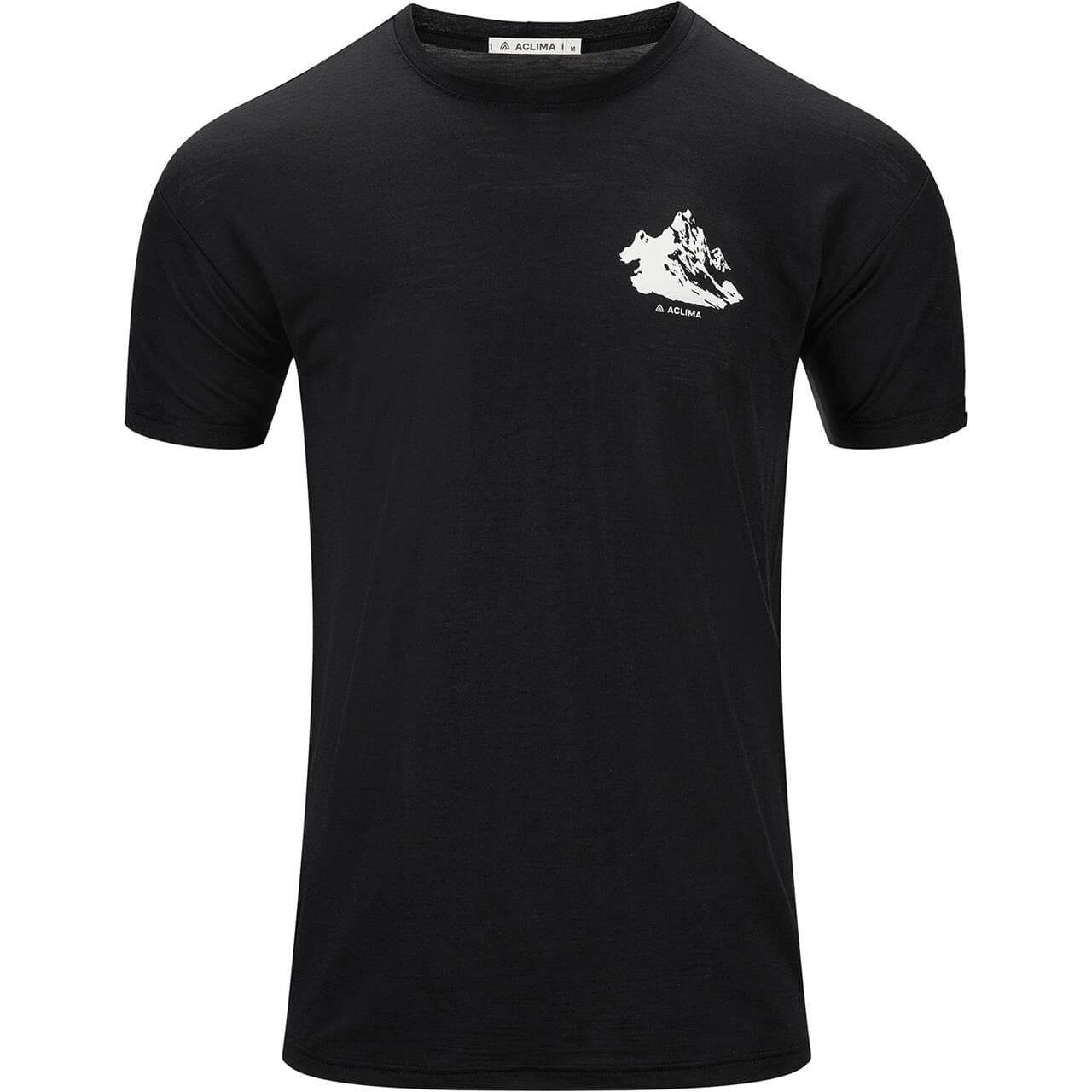 Aclima Mens LightWool Tee Print Mountain (Sort (JET BLACK) XX-large)
