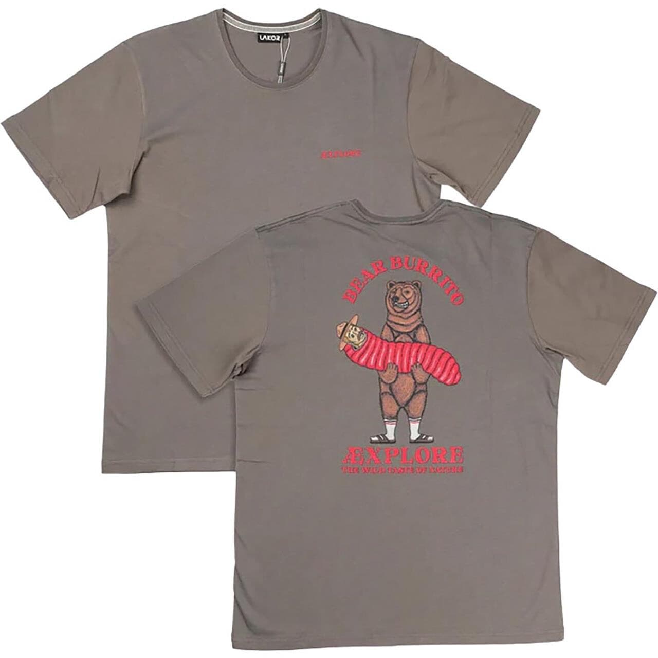 Lakor Mens Bear Burrito T-shirt (Brun (MOREL) Large)