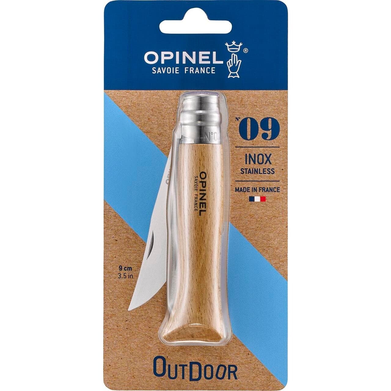 Opinel N°9 Stainless Steel 9,0 Cm (Brun (BEACHWOOD))