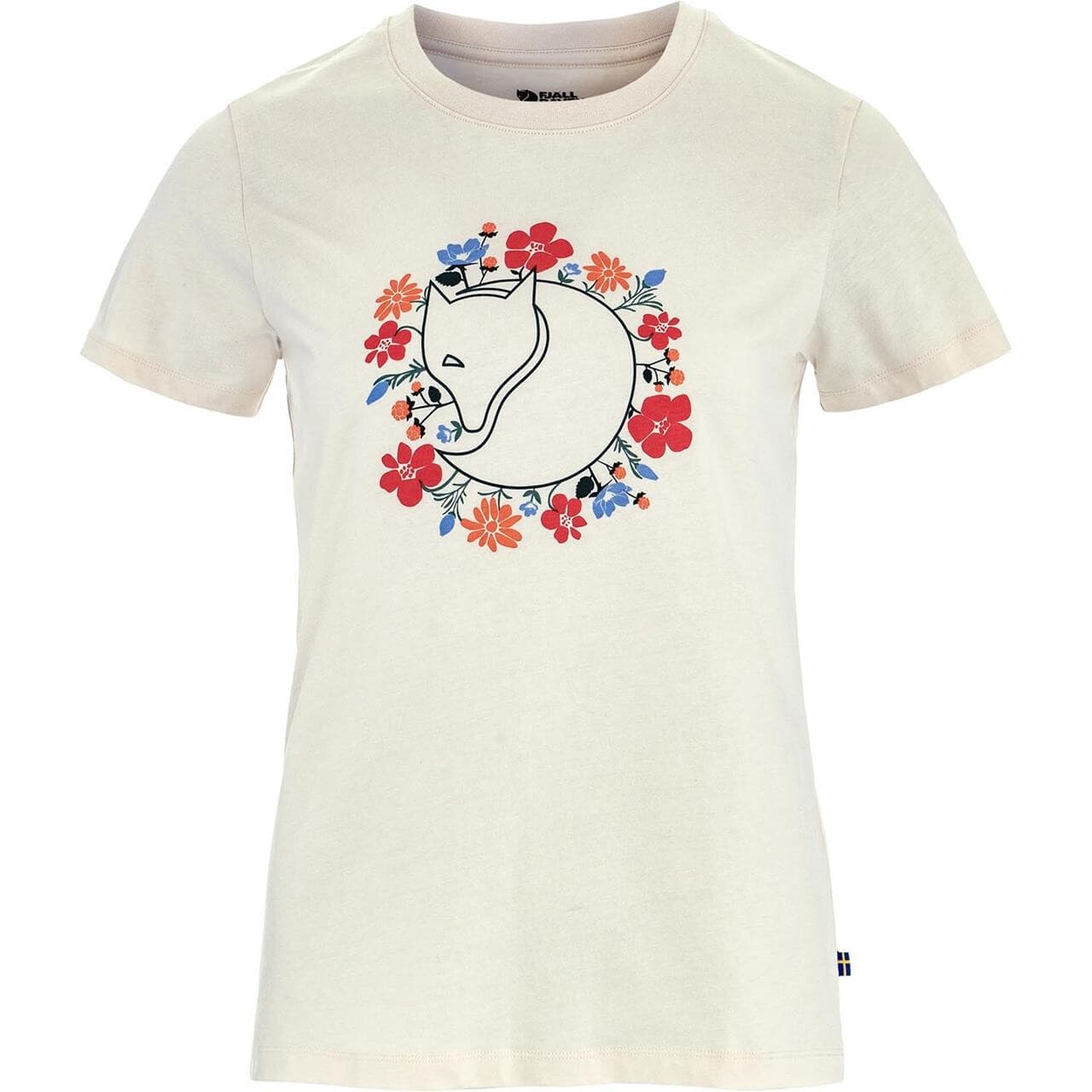 Fjällräven Womens Fjällblomster Fox T-shirt (Beige (CHALK WHITE/113) Small)