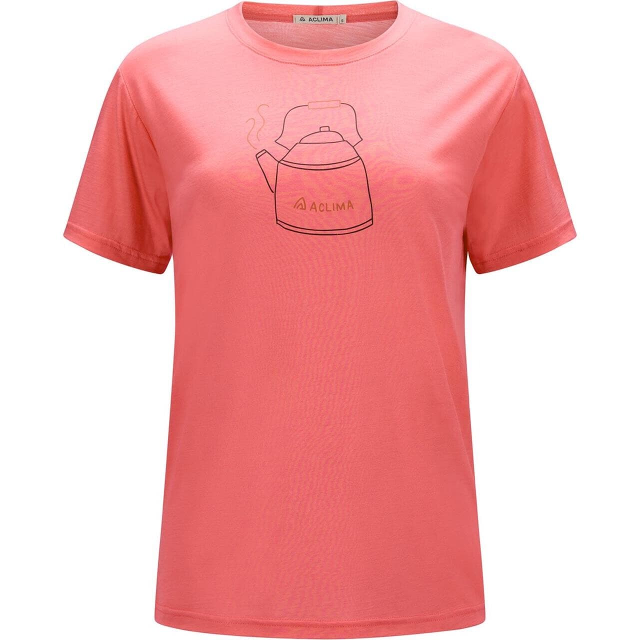 Aclima Womens LightWool 140 Tee Kettle (Lyserød (SUN KISSED CORAL) Small)