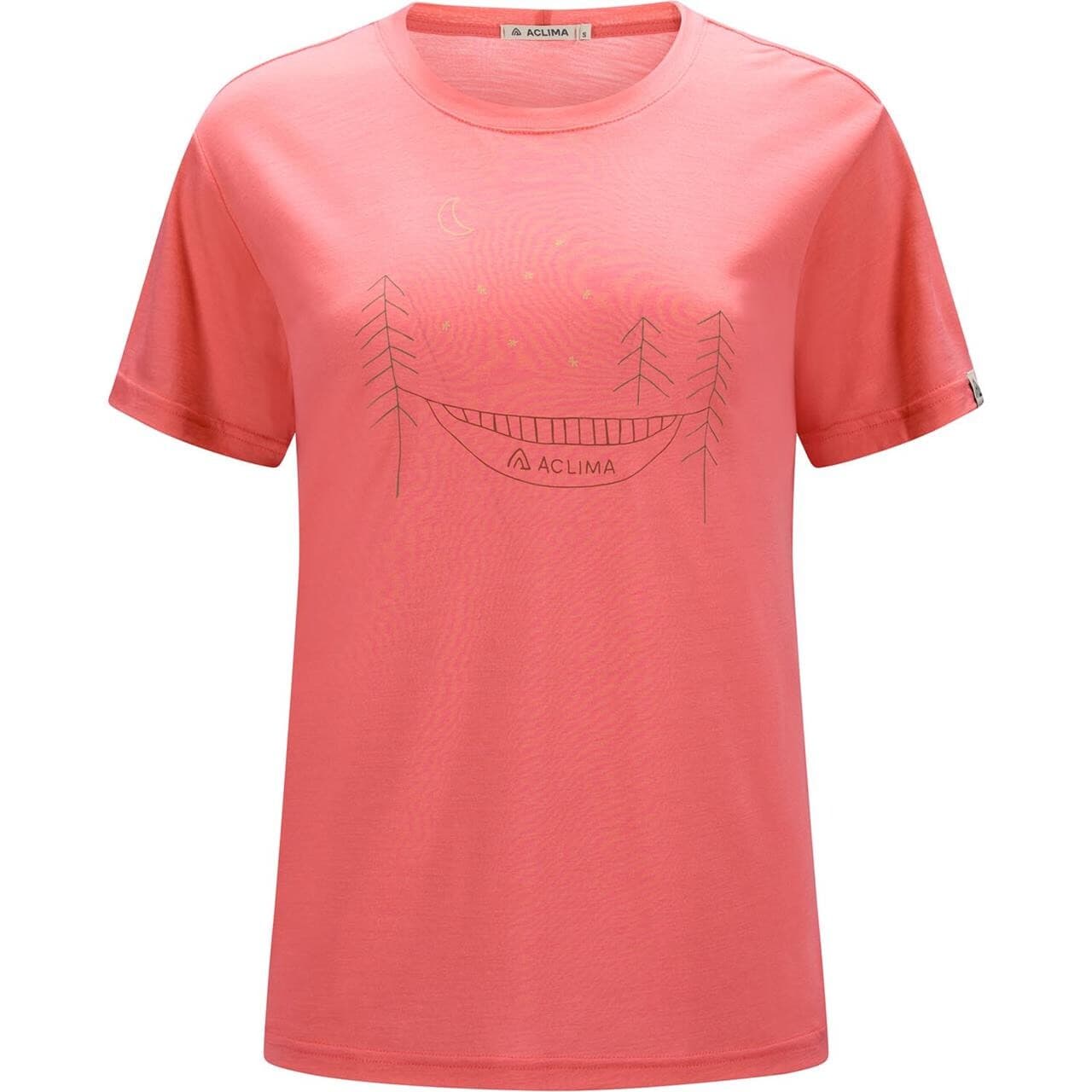 Aclima Womens LightWool 140 Tee Forest (Lyserød (SUN KISSED CORAL) Large)