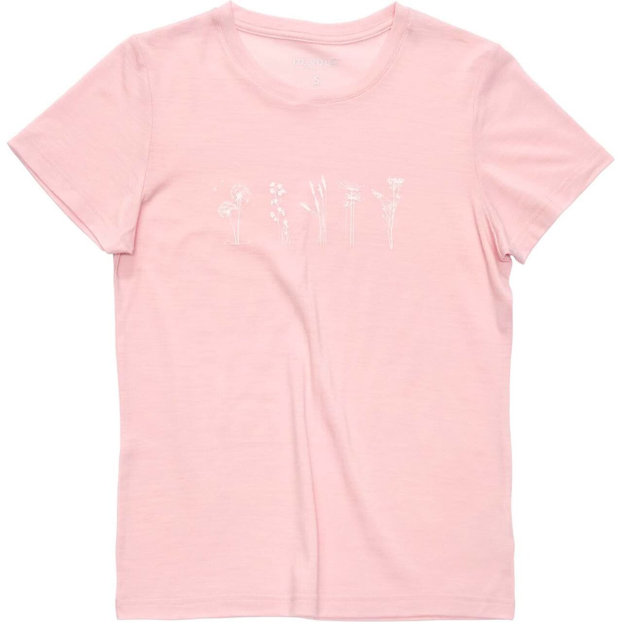 Devold Womens Classic Flowers Tee (Lyserød (CHALK PINK) Large)