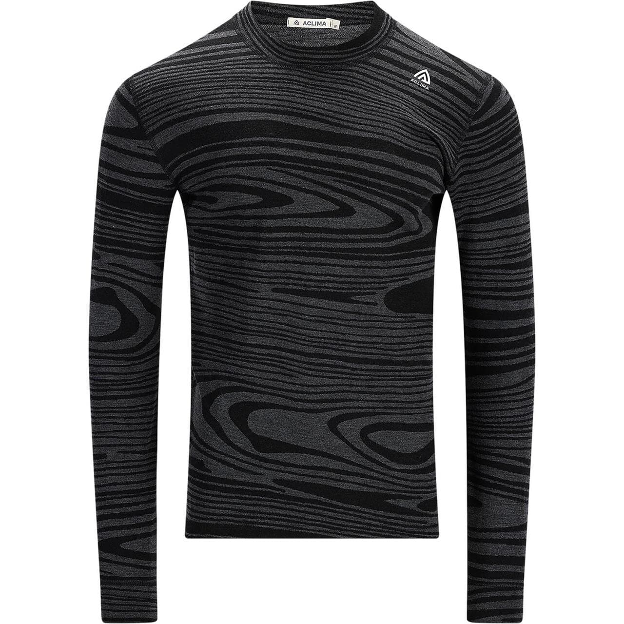 Aclima Mens WarmWool Motion Crewneck (Sort (BLACK MOTION) Small)