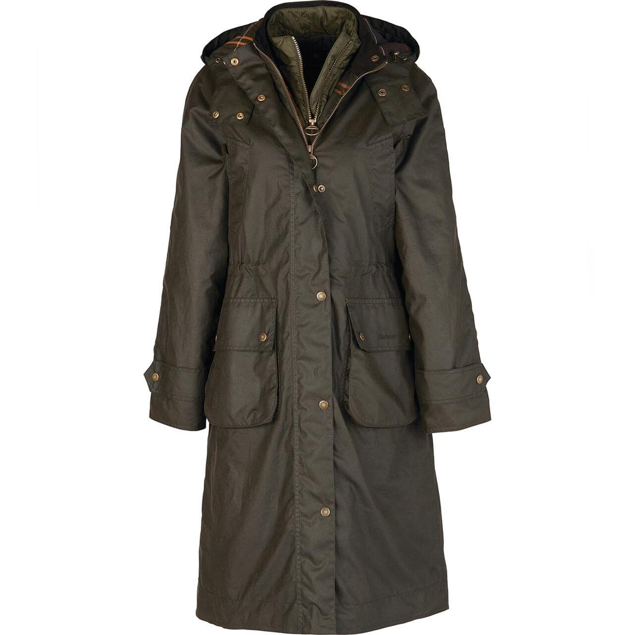 Barbour Womens Long Cannich Wax Jacket (Grøn (OLIVE/CLASSIC) 42)