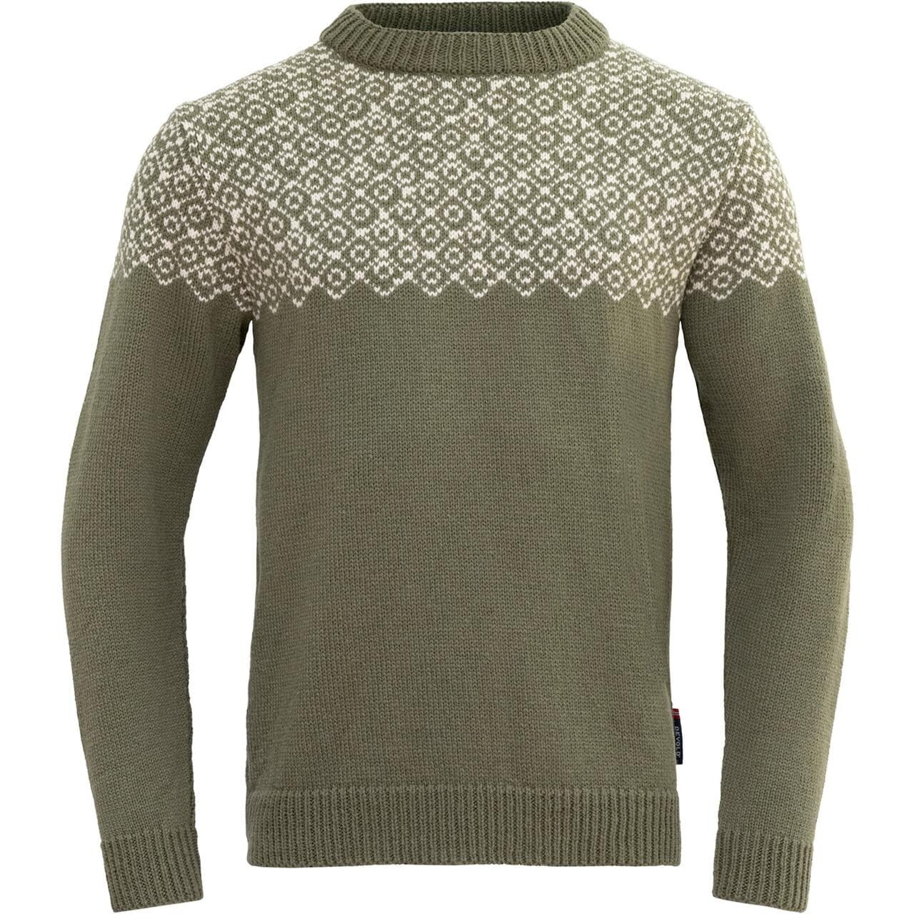 Devold Bjørnøya Wool Sweater (Grøn (LICHEN/OFFWHITE) X-small)