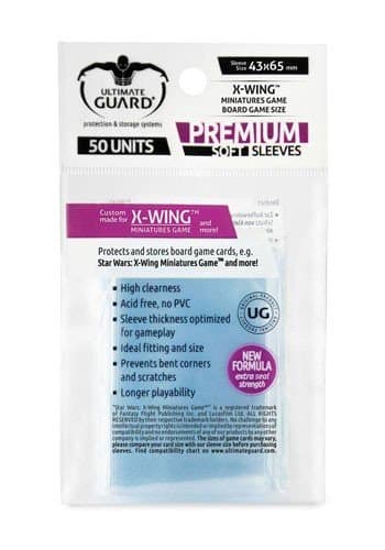 Ultimate Guard Premium Soft Sleeves (Brætspils Lommer) for Board Game Cards Star Wars X-Wing Miniatures Game (50 Lommer) 43x65mm