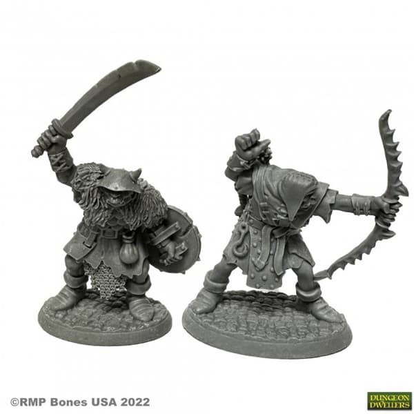 Reaper Bones USA Dungeon Dwellers: Orc of the Ragged Wound Warriors (2) - Plastic Miniatures