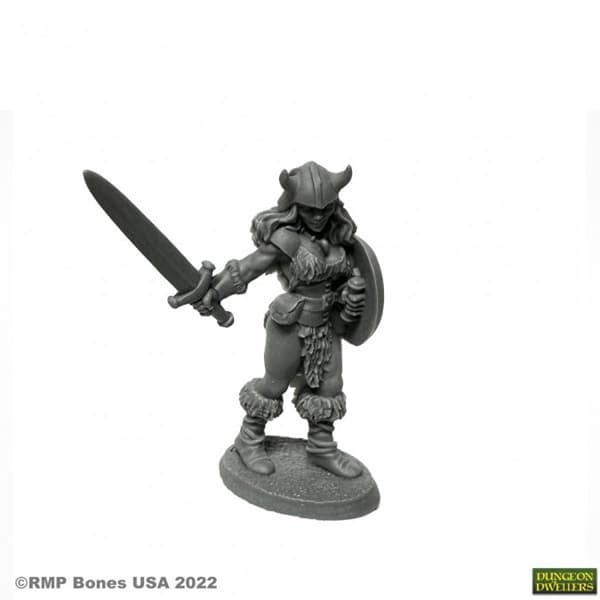 Reaper Bones USA Dungeon Dwellers: Jana Frostwind, Barbarian - Plastic Miniature