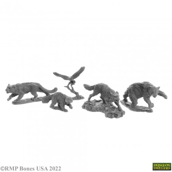 Reaper Bones USA Dungeon Dwellers: Animal Companions (5) - Plastic Miniatures