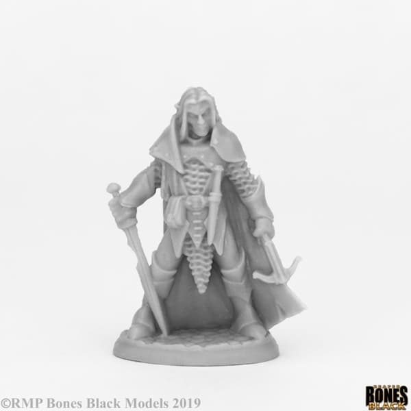 Reaper Bones Black: Dark Elf Male Warrior - Plastic Miniature