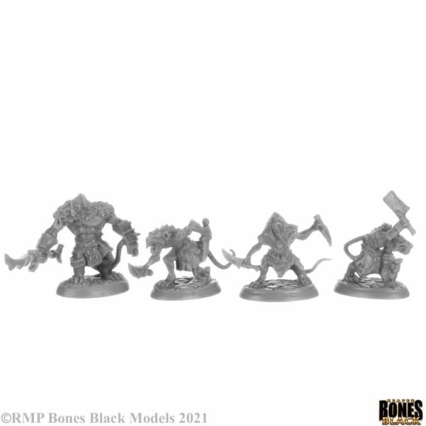 Reaper Bones Black: Wererats (4) - Plastic Miniatures