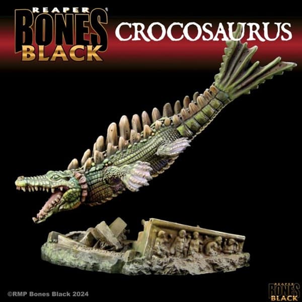 Reaper Bones Black: Crocosaurus (Crocodile-Dragon) - Plastic Miniature Deluxe Boxed Set