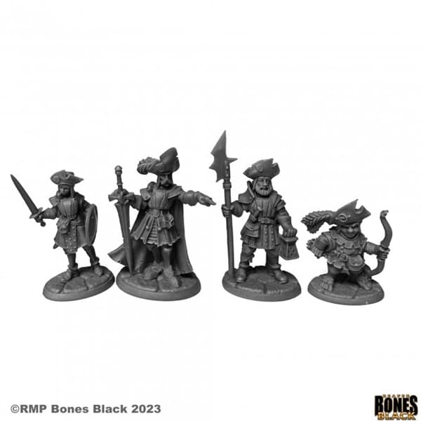 Reaper Bones Black: Barrowgate Town Watch (4) - Plastic Miniatures