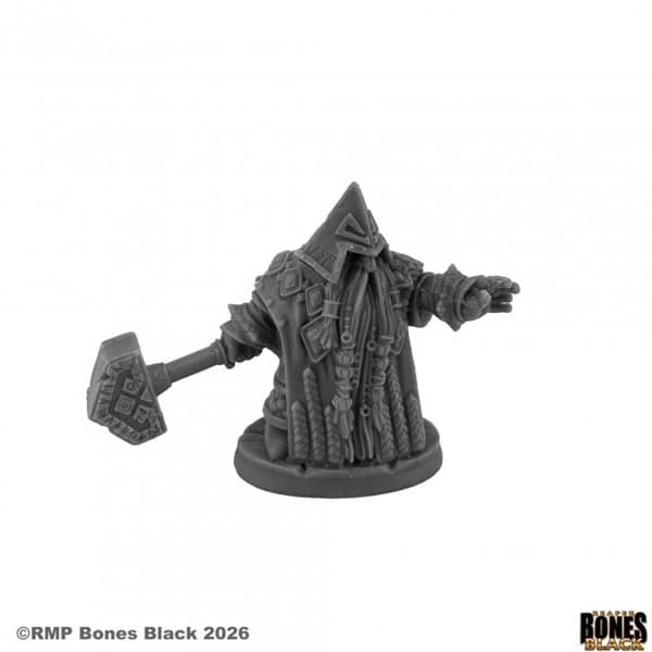 Reaper Bones Black: Grimm Grayrune, Dwarf Priest - Plastic Miniature