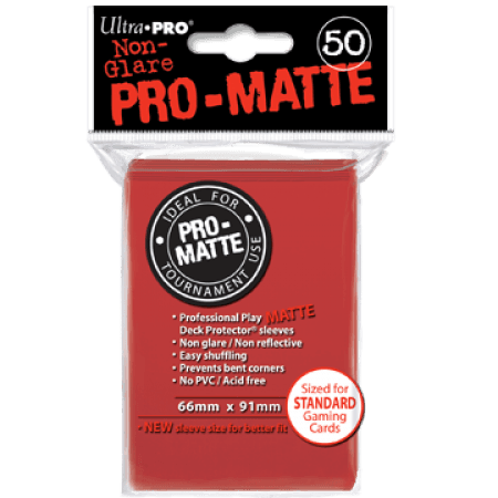 50 lommer - Ultra Pro - PRO-Matte: Red (Røde) (Høj kvalitet) - Non-Glare - Professional Sleeves #82650
