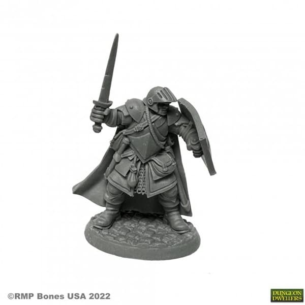 Reaper Bones USA Dungeon Dwellers: Baran Blacktree, Veteran Warrior - Plastic Miniature