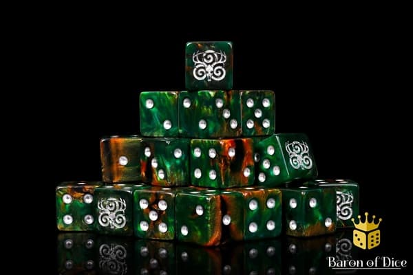 Dice - Terningesæt - 25 terninger - Baron of Dice: D6 (6-Sidet) - Wild Hunt - Dark Forest (Square Corners)