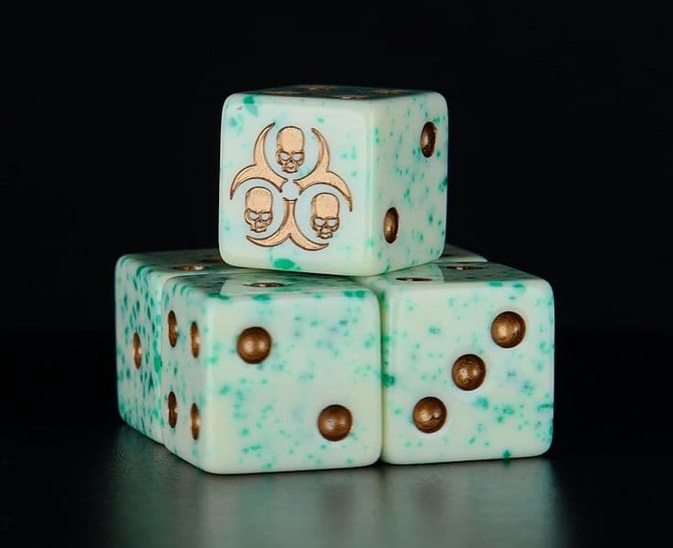 Dice - Terningesæt - 25 terninger - Baron of Dice: D6 (6-Sidet) - Pestilence (Square Corners)