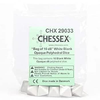 Dice - Chessex Opaque - Bag of 10 blank dice - Assorted Polyhedral (8-sided) - Tilfældige