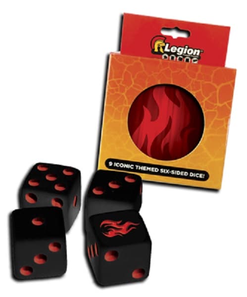 Dice - Terningesæt - 9 terninger (d6) - Iconic Fire with Tin Box - Legion