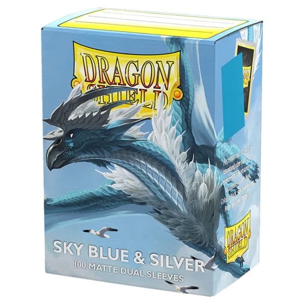 Dragon Shield Deck Protectors - Matte Dual Sleeves: Sky Blue & Silver - 100 lommer - Dragonshield - Sleeves #AT-15074