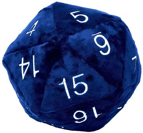 D20 Jumbo Plush Pillow/Pude Dice/Terning (26cm) - Blue with Silver - Ultra Pro #85856
