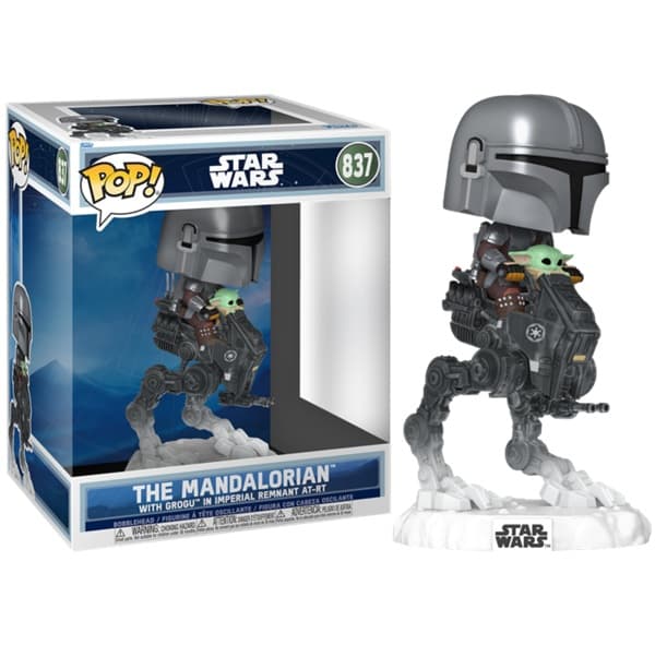 Funko Pop: Star Wars - The Mandalorian and Grogu - The Mandalorian with Grogu in Imperial Remnant AT-RT #837 - Deluxe Vinyl Figure 9cm