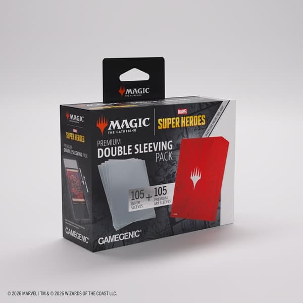 Gamegenic - Magic: The Gathering - Marvel Super Heroes - Premium Double Sleeving Pack - Comic Burst Red (2x100 Kortlommer)