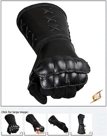 Leather Gauntlet Left hand - Black - Medium-large - Live Rollespils Handske