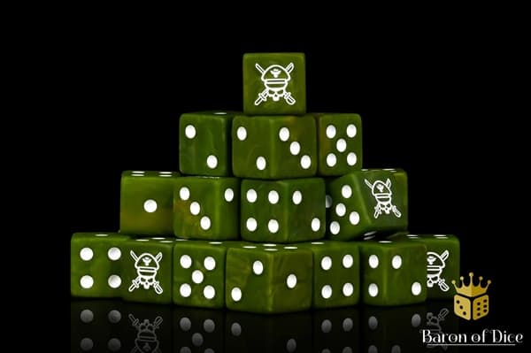 Dice - Terningesæt - 25 terninger - Baron of Dice: D6 (6-Sidet) - Military Sergeant - Camouflage (Square Corners)